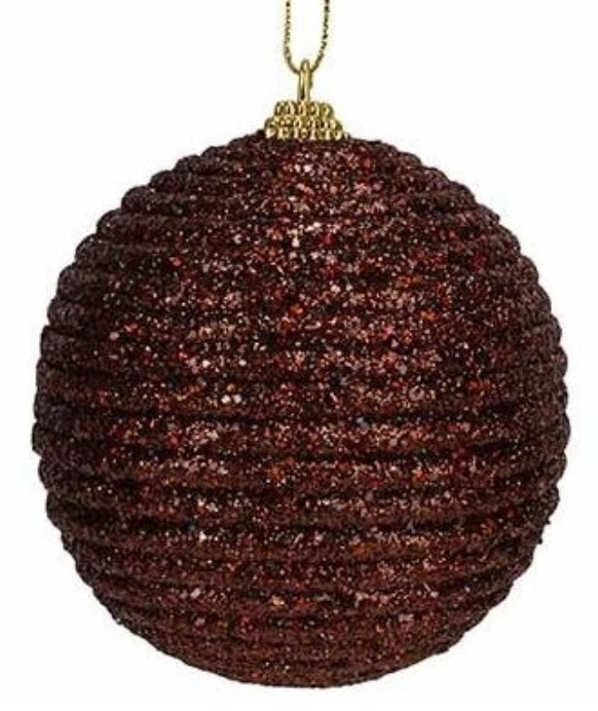 Boule de Noël « Rope » Glitter Marron D8cm Plastique
