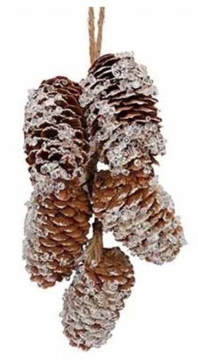 Suspension pomme de pin a. neige 13x8x27cm