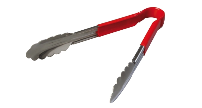 Zange Edelstahl mit Kunststoffgriffen rot Länge 24cm