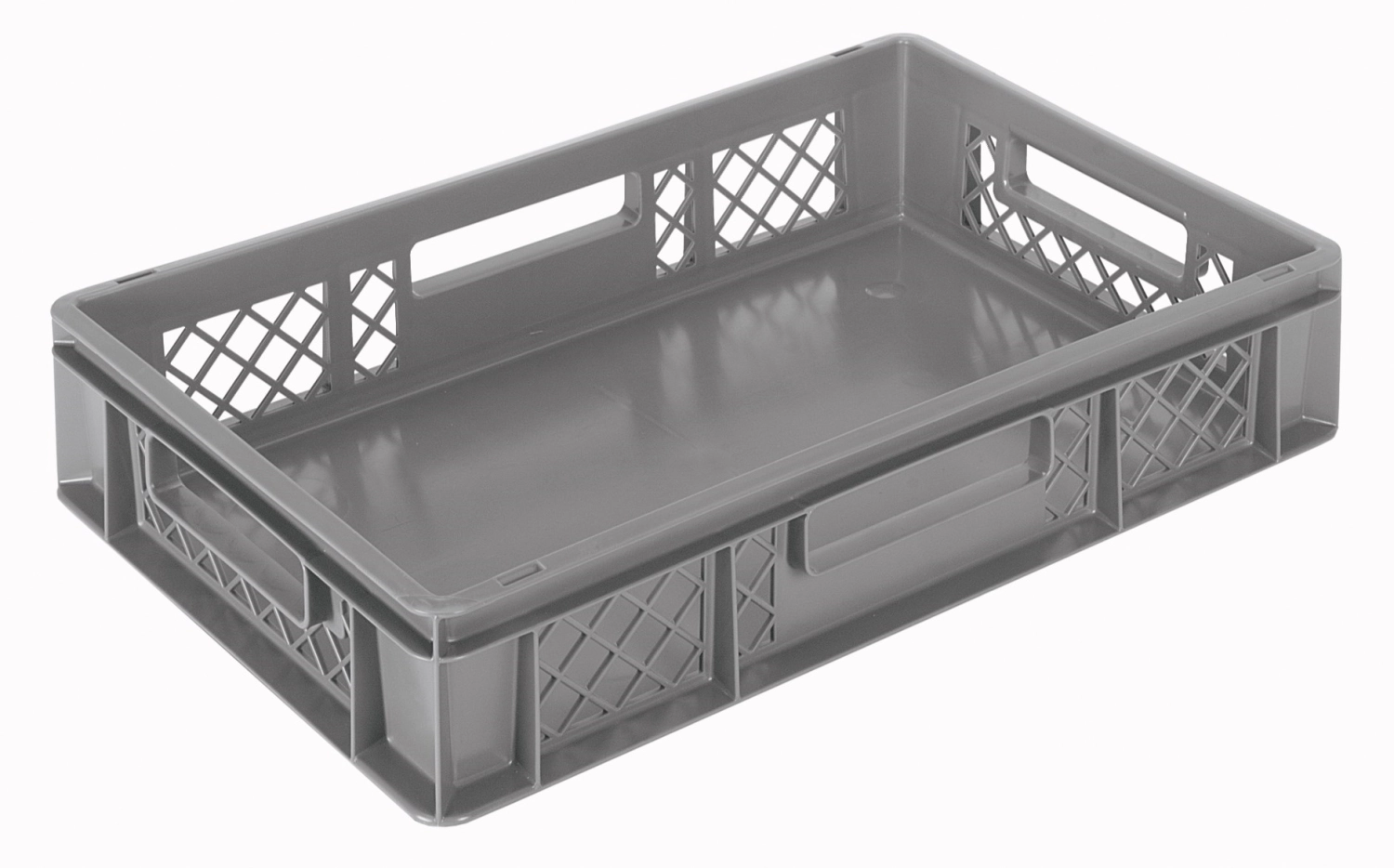 Behälter grau 60x40x12cm Standard Boden geschlos/Wände perfo
