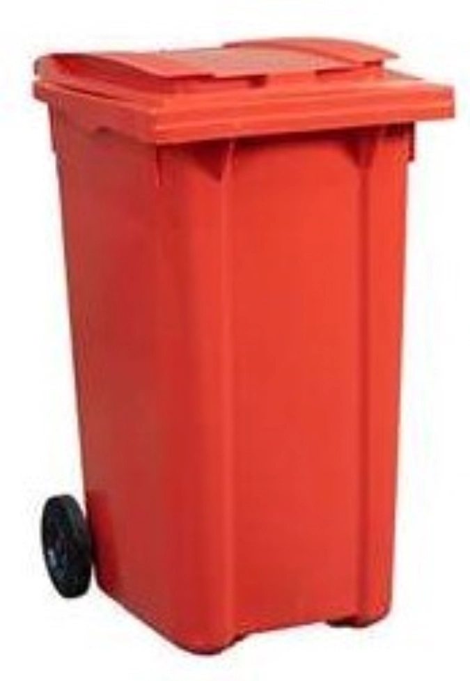 Müllbehälter auf Rädern 240lt rot 58x72.5cm H107cm