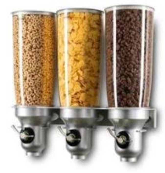 Distributeur de céréales Free Flow 3x5lt montage mural 46.5x