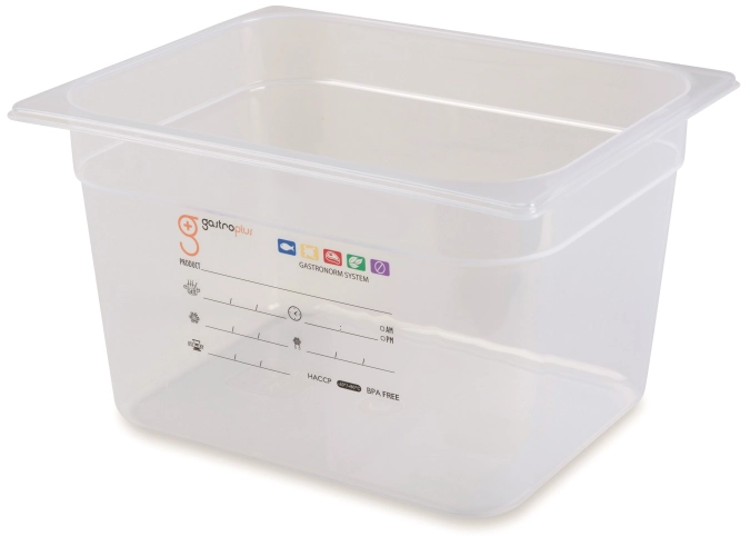 GN1/2 bac PP 200mm 12.5lt gradué peut être étiqueté