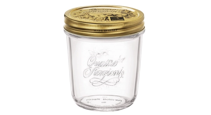 Quattro Stationi Einmachglas breit mit Deckel 32cl