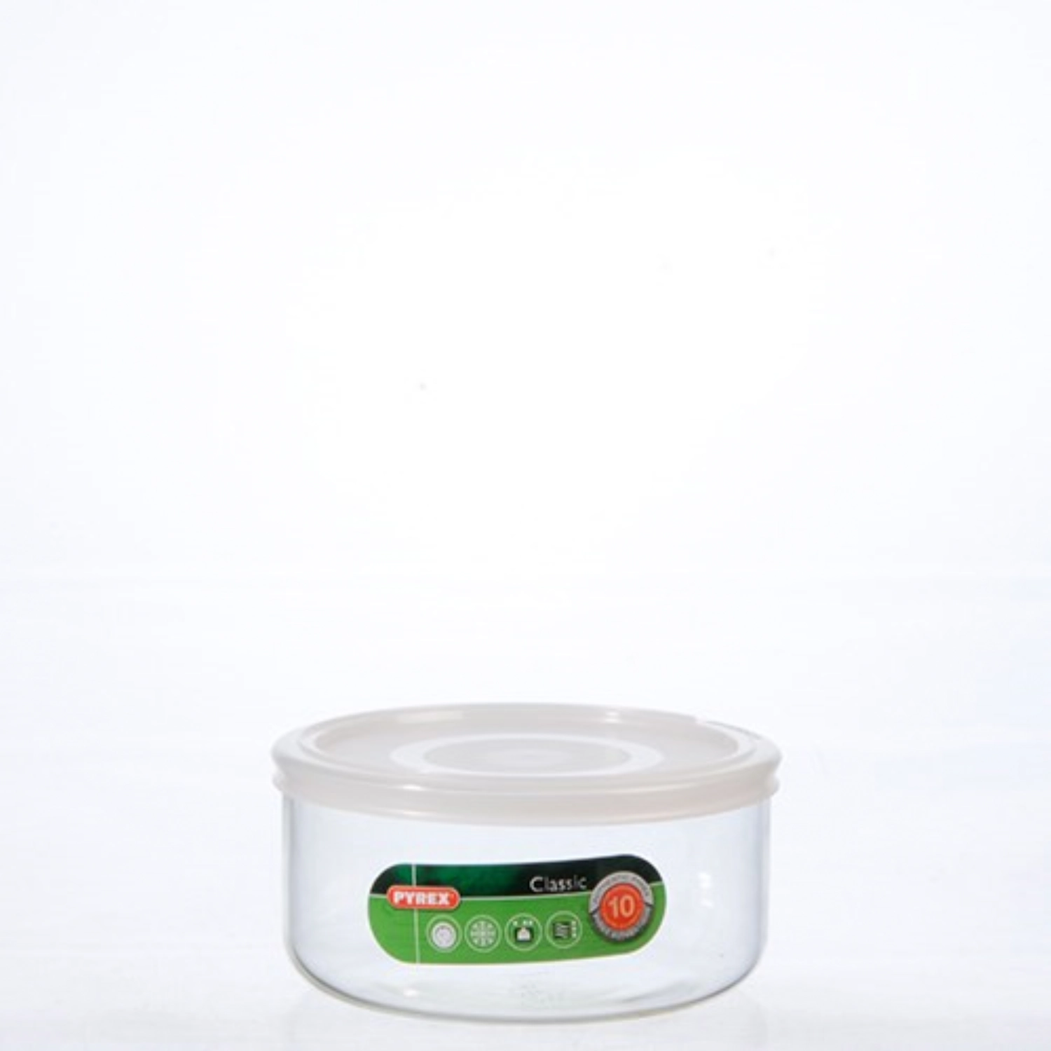 Platte rund 15cm/1 1l  mit weissem Deckel  Pyrex