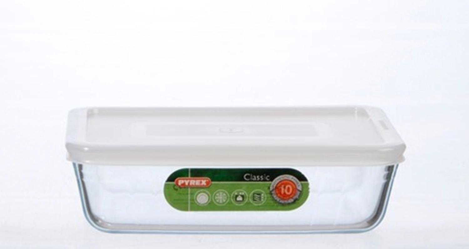 Plaque rectangulaire 22x17cm/1.5l a. couvercle blanc Pyrex