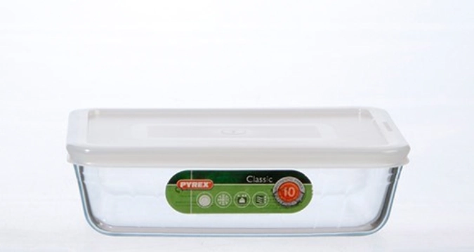 Plaque rectangulaire 22x17cm/1.5l a. couvercle blanc Pyrex