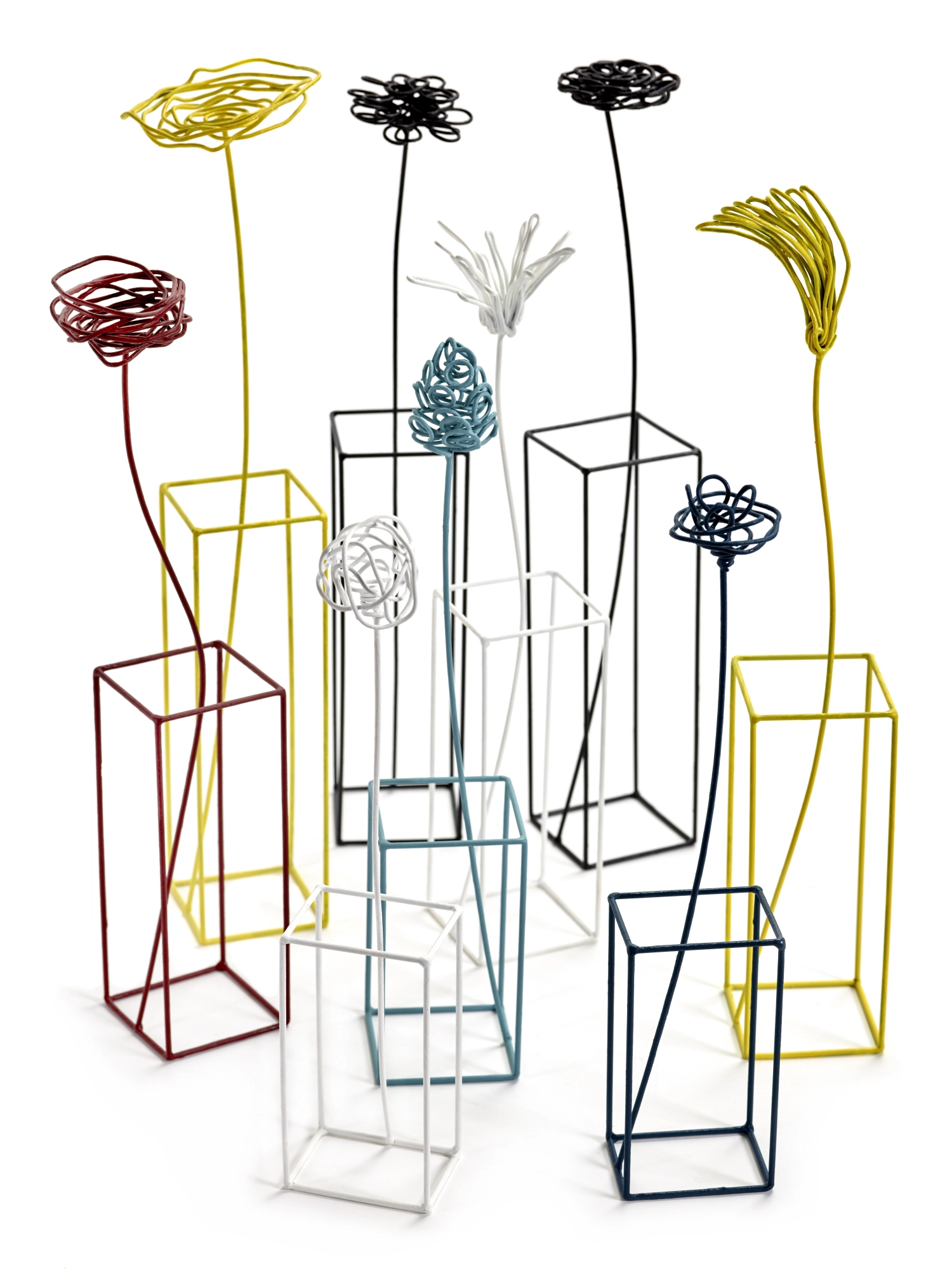 9er Set Metal sculptures Drahtblumen Ciuriddu