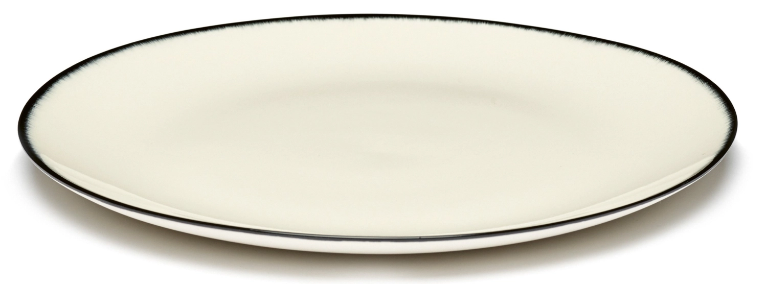 Ann Demeulem. De Assiette D17,5 cm Dé Off-White Black Var 1