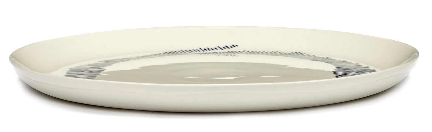 Otto. Feast Assiette 26.5x26.5x2cm White Swirl-Stripes Blue