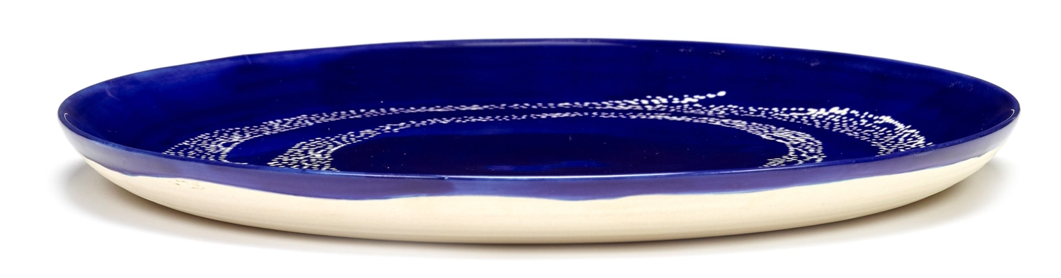 Otto. F. Teller 26.5x26.5x2cm Lapis Lazuli Swirl-Dots White