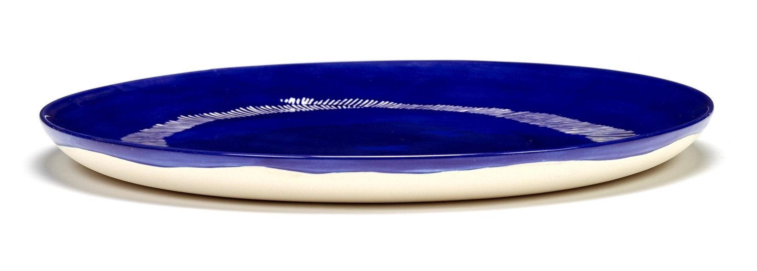 Otto. F. Teller 26.5x26.5x2cm Lapis Lazuli Swirl-Stripes Whi