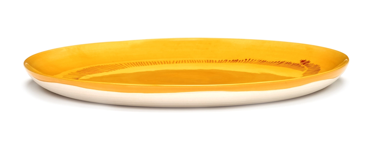 Otto. F. Teller 26.5x26.5x2cm Sunny Yellow Swirl-Stripes Red