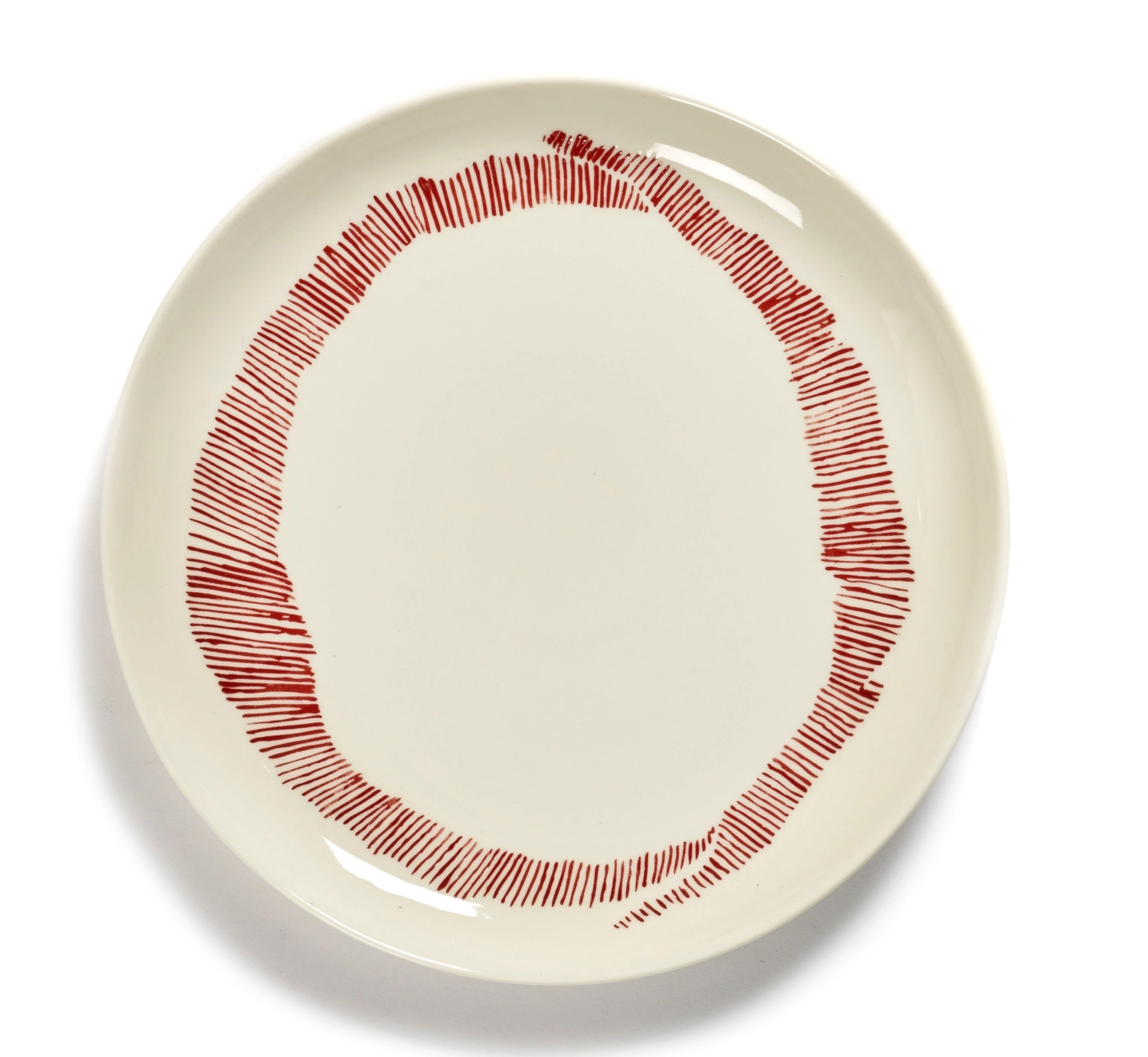 Otto. Feast Assiette 22.5x22.5x2cm White Swirl-Stripes Red