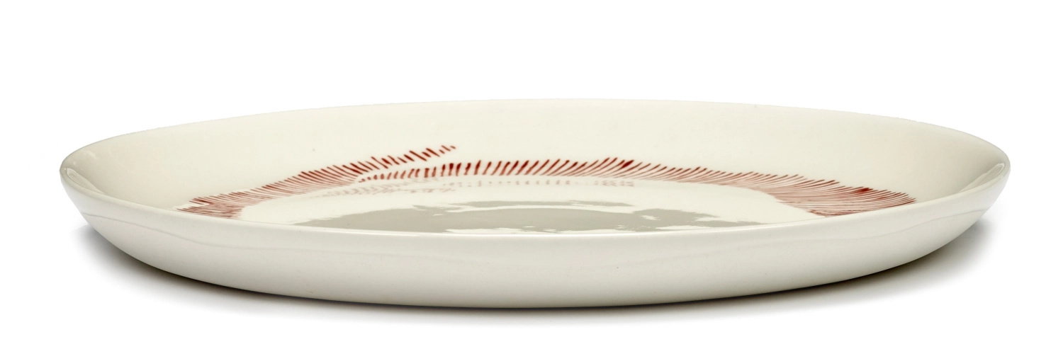 Otto. Feast Assiette 22.5x22.5x2cm White Swirl-Stripes Red