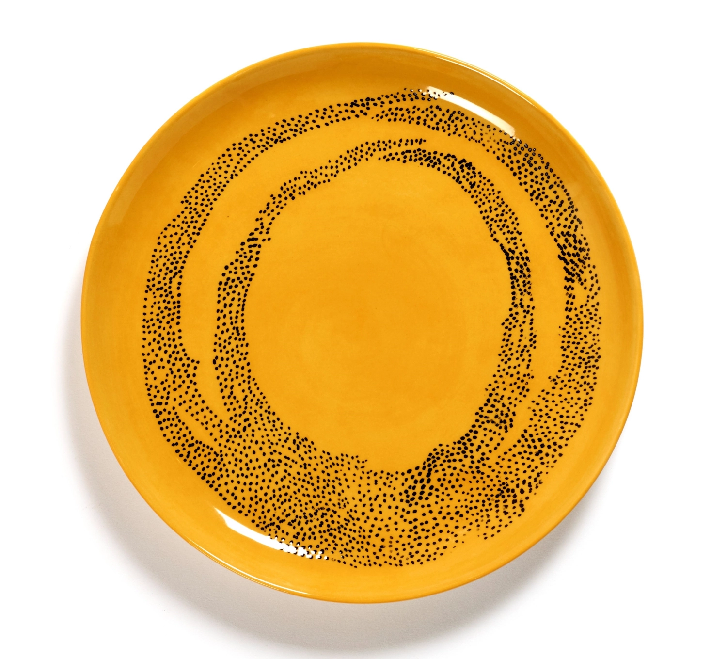 Otto. F. Assiette 22.5x22.5x2cm Sunny Yellow Swirl-Dots Blac