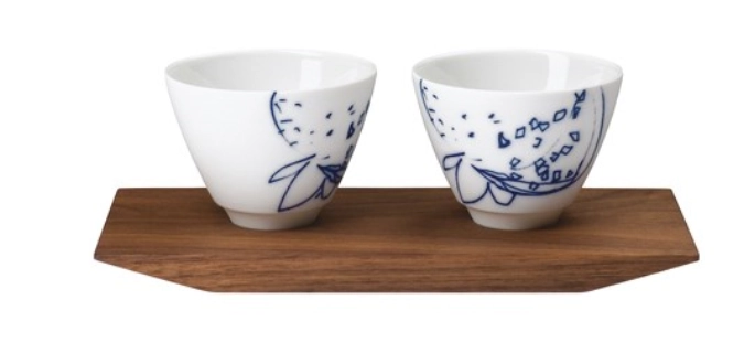 Grenat Lot de 2 coupelles amuse-bouche sur plateau