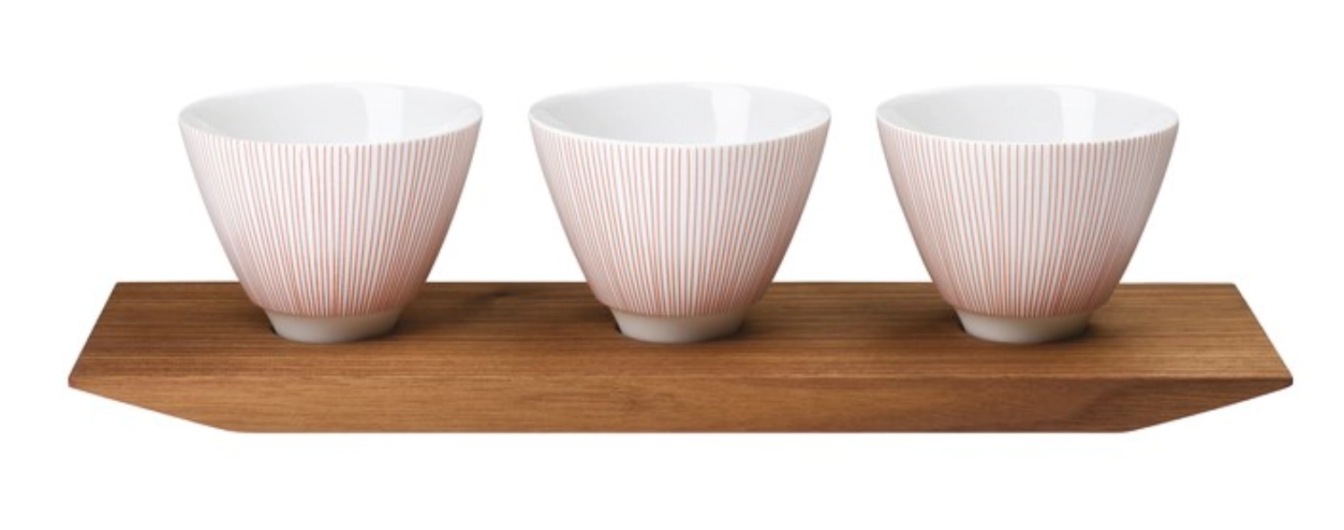 Soda Red Set de 3 coupes à amuse-bouche sur plateau