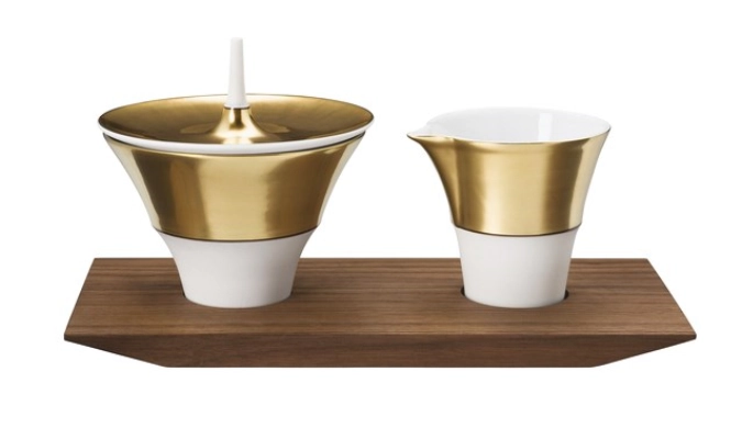 Polite Gold Lot de 2 lait et sucre sur plateau