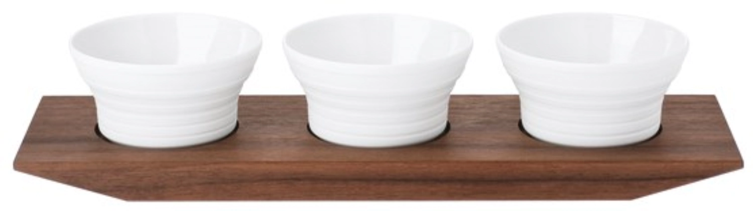 Pulse 3er-Set Salz- und Gewürzeschälchen auf Tablett