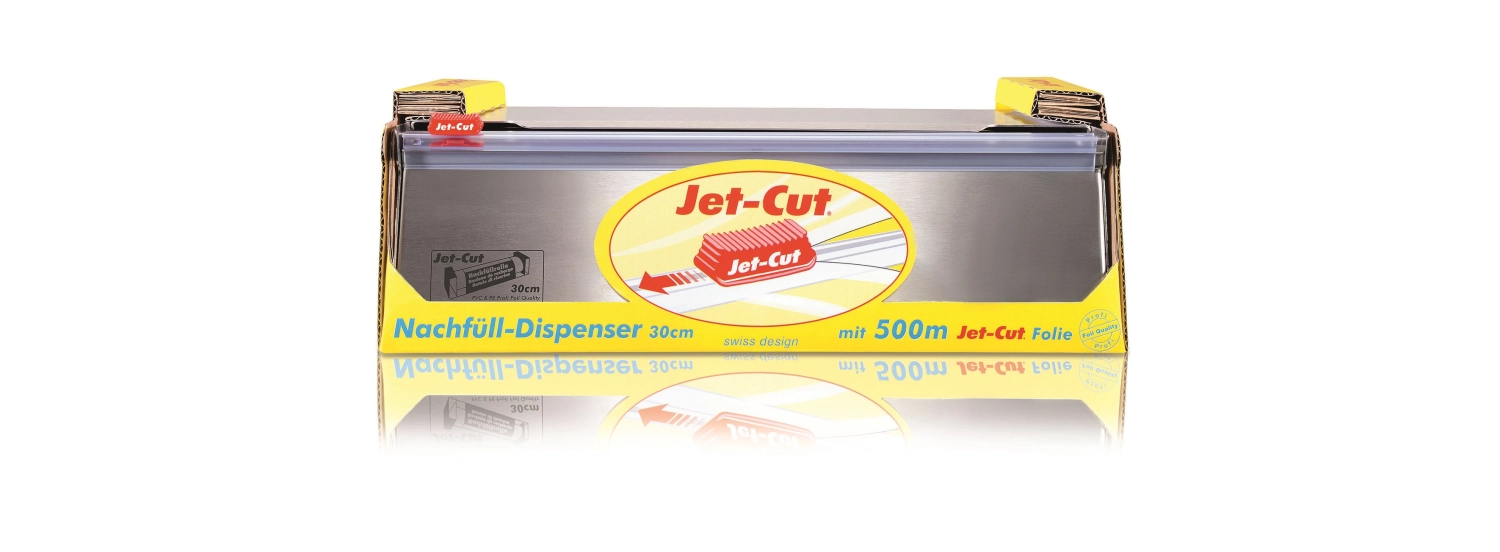 Jet-cut refill inox dispenser + 1 rouleau 30cm x 500m pvc