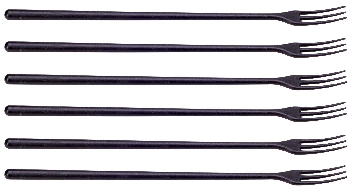 6 fourchettes à fondue au fromage longues, noires 29.5cm