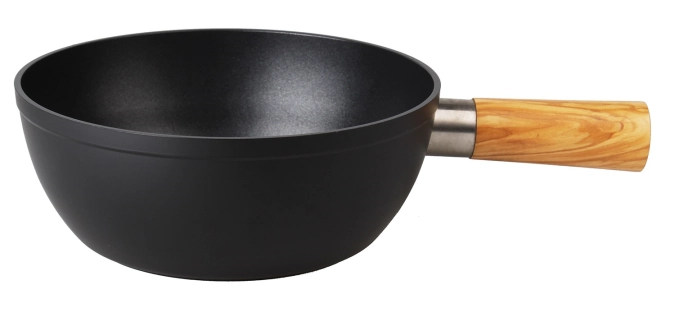 Fondue au fromage - caquelon olive, aluminium noir, ø22cm