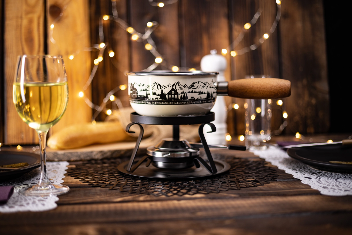 Set à fondue au fromage, émail « Alpage »,5 pièces, Ø 16 cm,