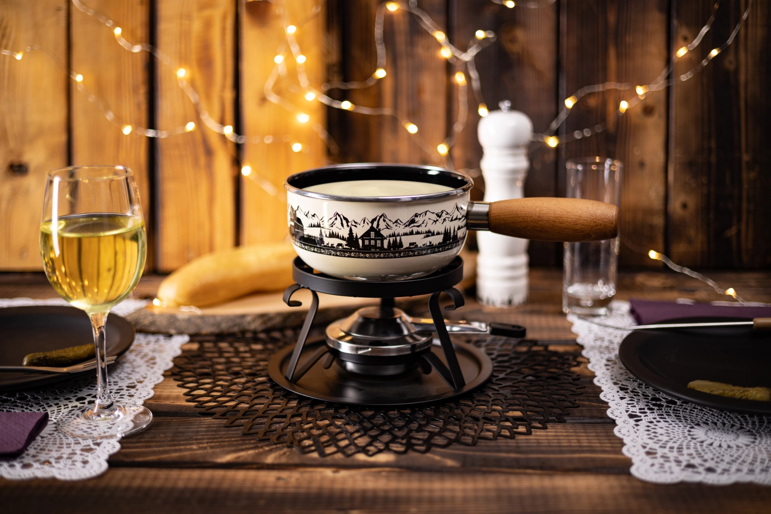 Set à fondue au fromage, émail « Alpage »,5 pièces, Ø 16 cm,