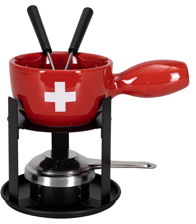 Käsefondue Set "Mini Swiss", 5-teilig, Ø 11cm, rot mit Kreiz