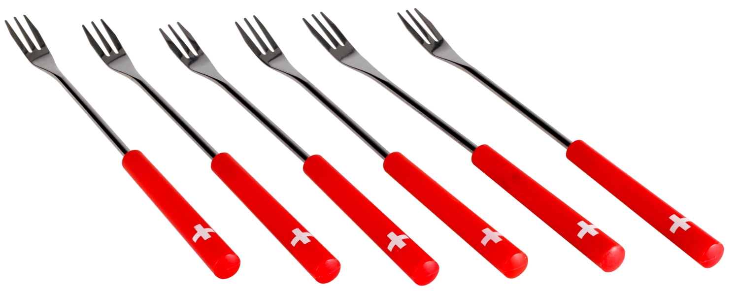 Fourchettes à fondue au fromage  Croix suisse , 6 pcs, aci