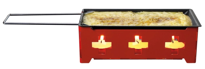 Raclette mit Rechaudkerzen,7-teilig, 19x9x6cm, 4 Kerzen,rot