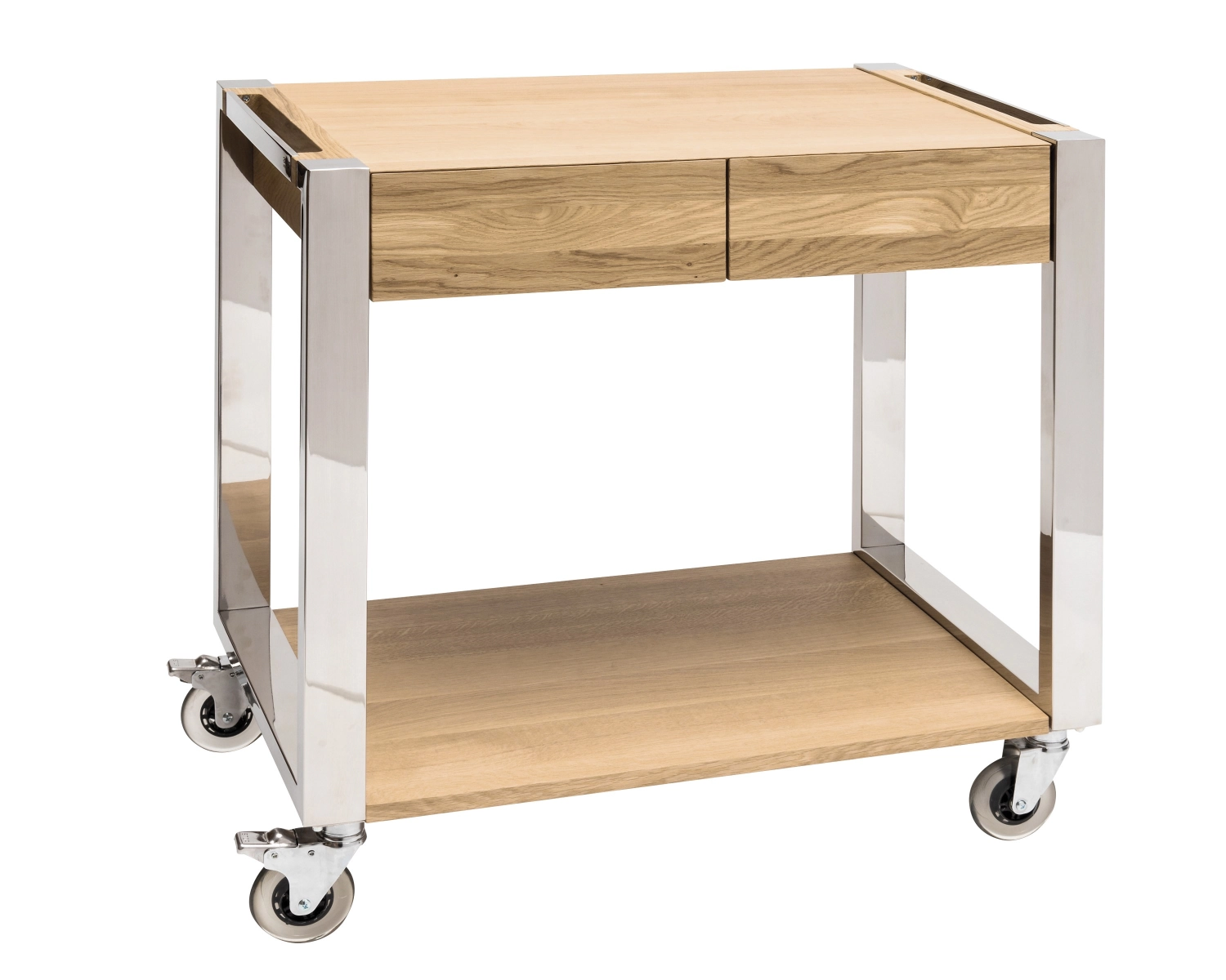 SMILE INOX Chariot de service 84x48x84cm chêne