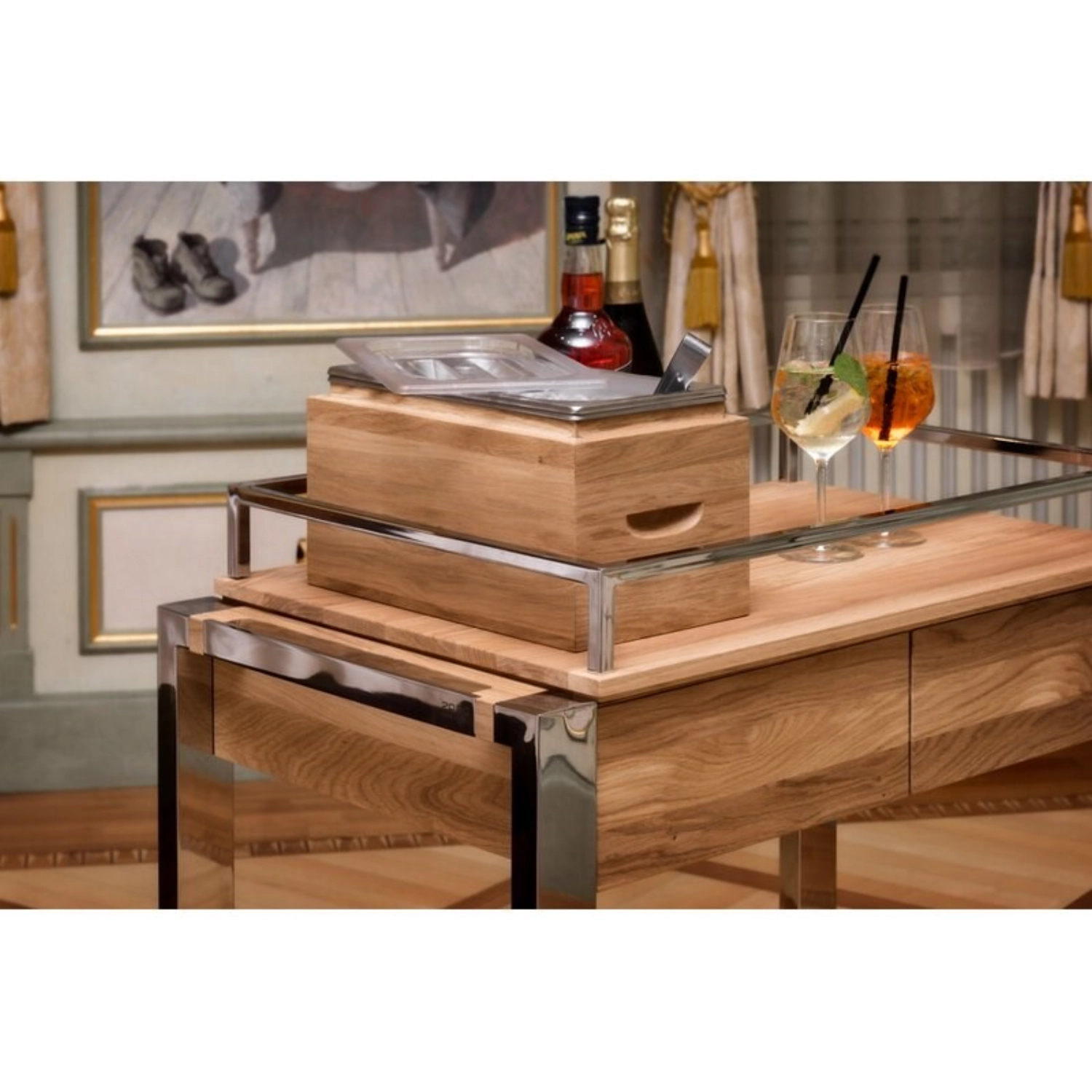 SMILE Bac à glace double paroi 34x19x19cm chêne