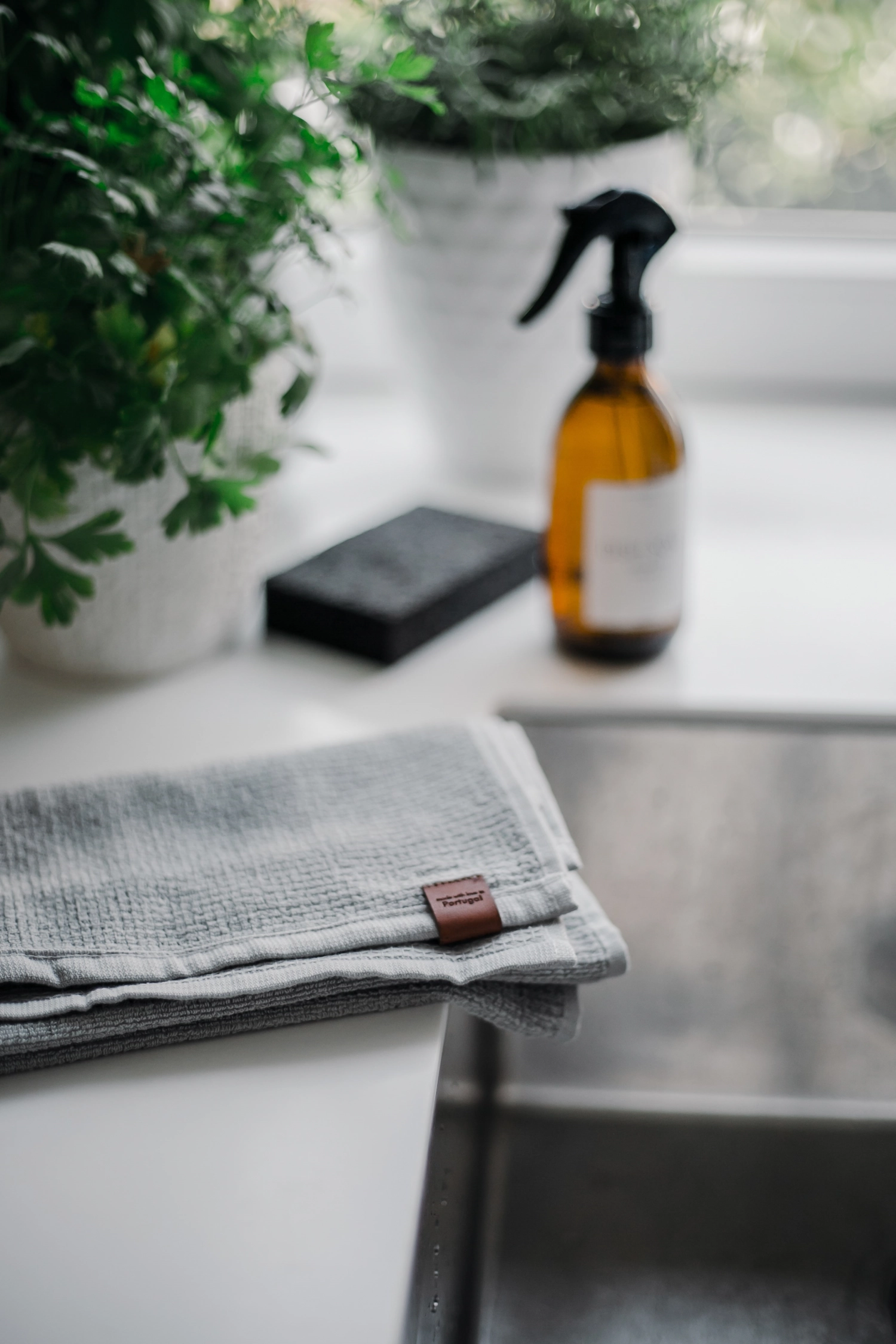 Kitchen towel torchon stockholm grey, gris clair 50x50cm