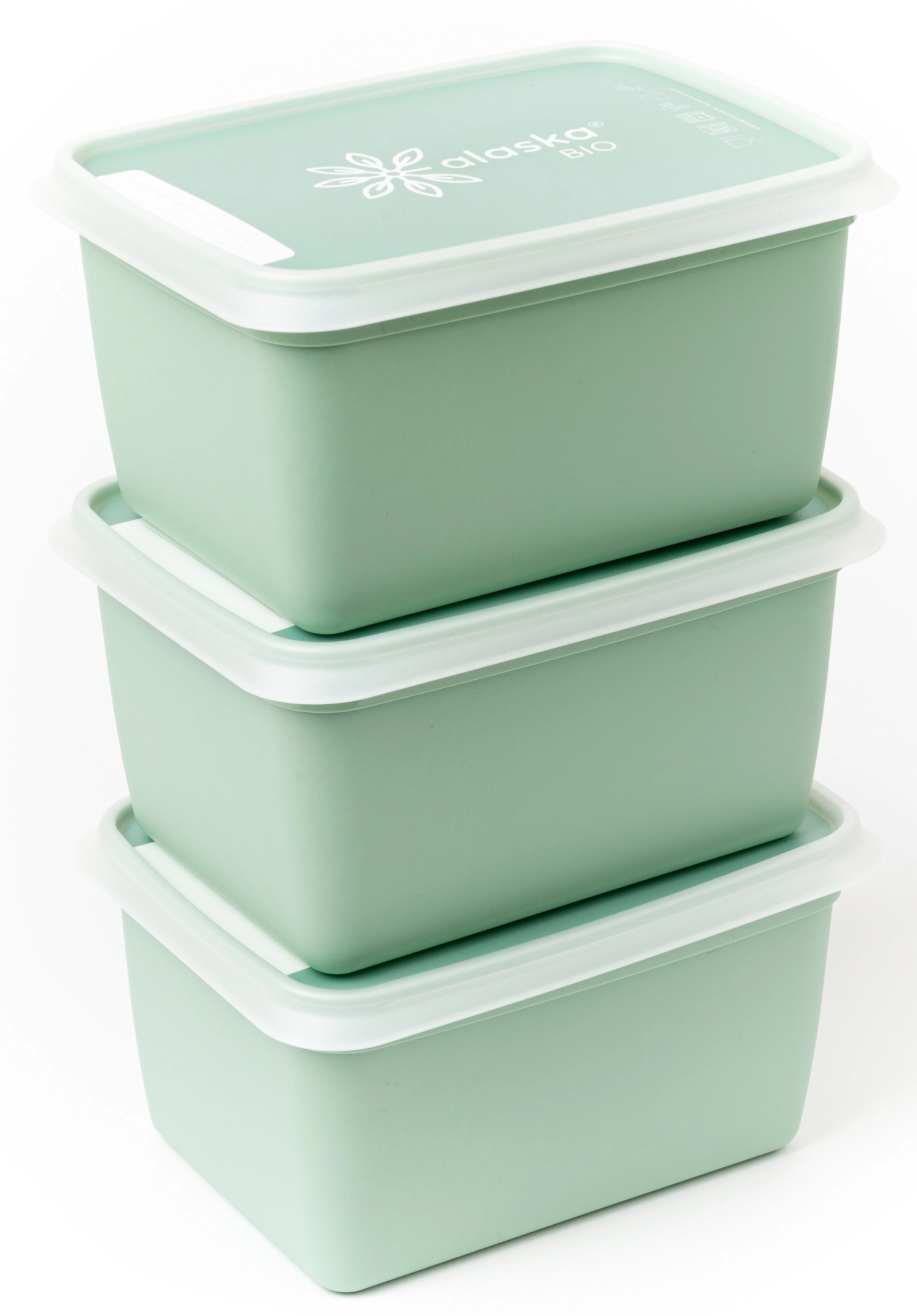 3er Set Alaska Bio Gefrierboxen 1000ml grün
