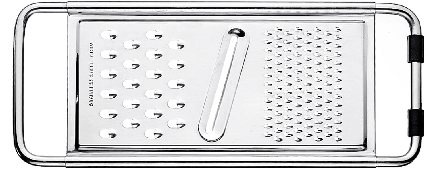 Râpe à 3 voies avec anneaux antidérapants en silicone, 29cm