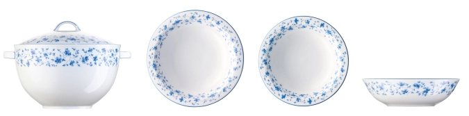 Form 1382 Fleurs bleues Bol rond