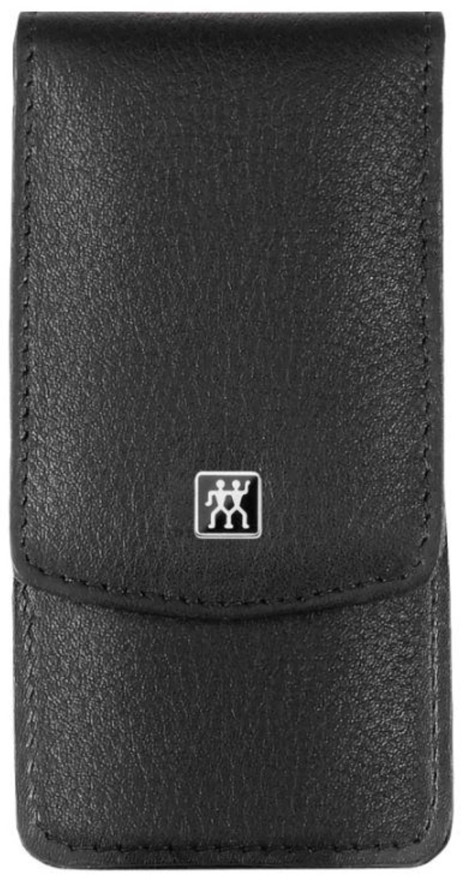 Etui de poche, cuir de vachette, noir, 3 pcs.