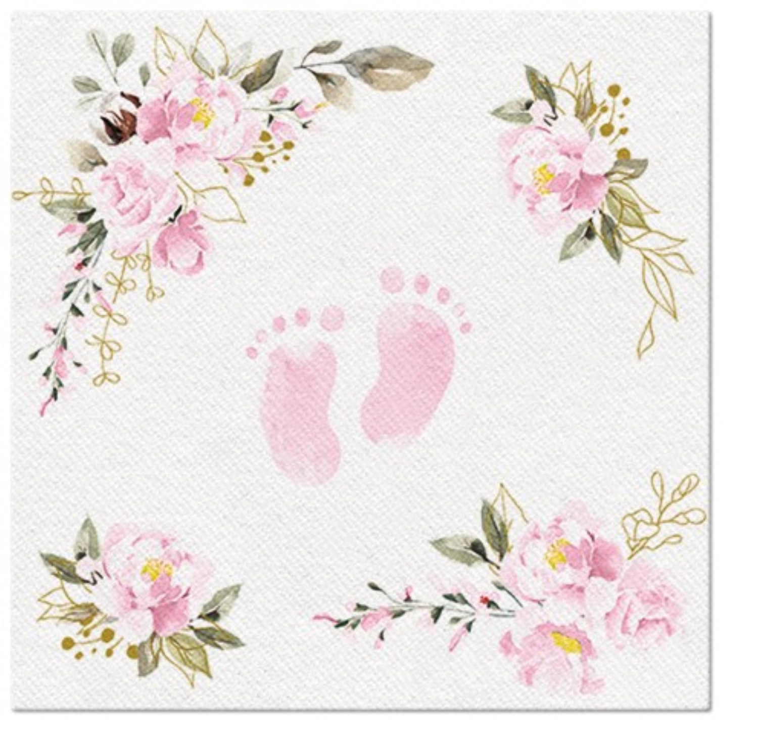 Servietten Dinner 50x Baby feet hellrosa, 40x40cm