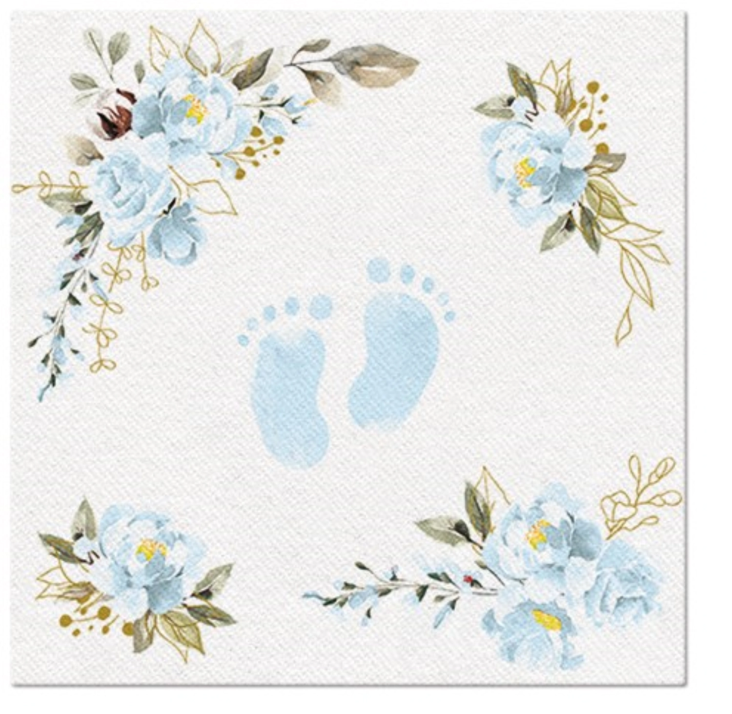 Servietten Dinner 50x Baby feet hellblau, 40x40cm