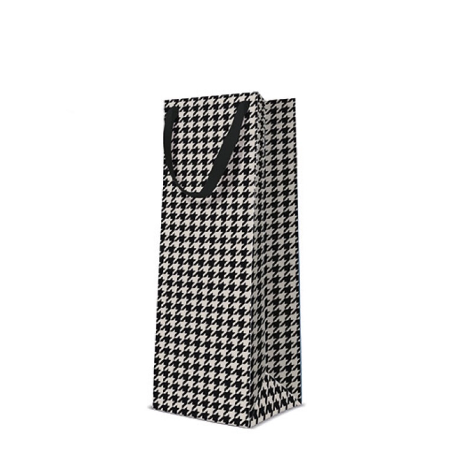 Geschenktüte f. Flasche Hahnentrittmuster 12x10x37cm