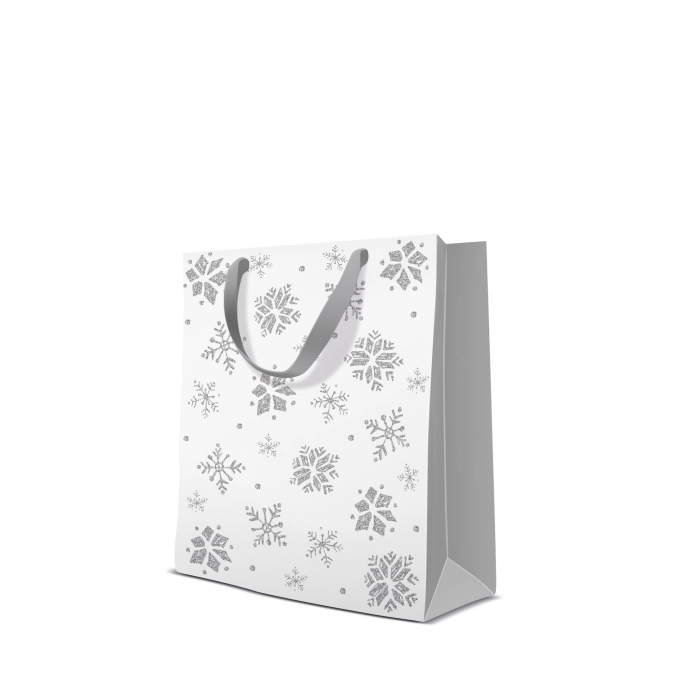 Geschenktüte Premium Glitter Snowflakes 20x10x25cm