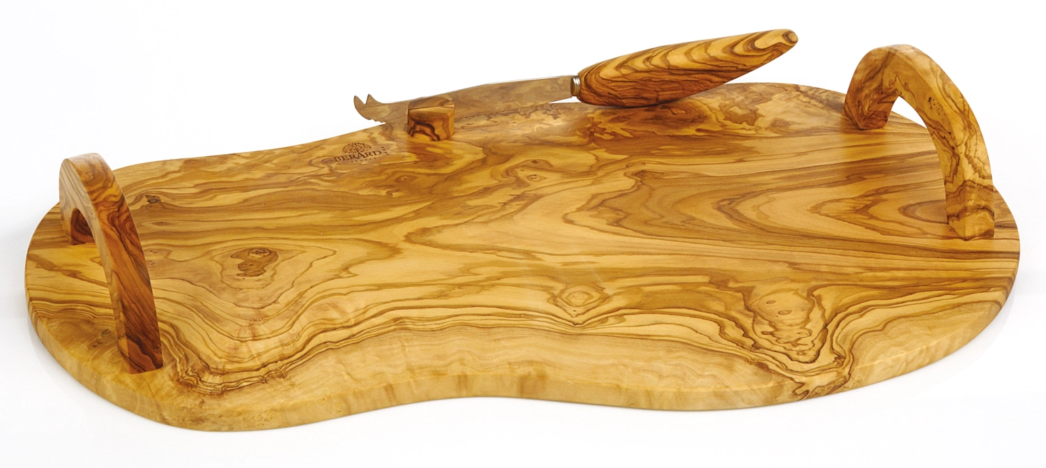 Plateau fromage w/poignee et couteau olivier 44x24cm / h 1,3