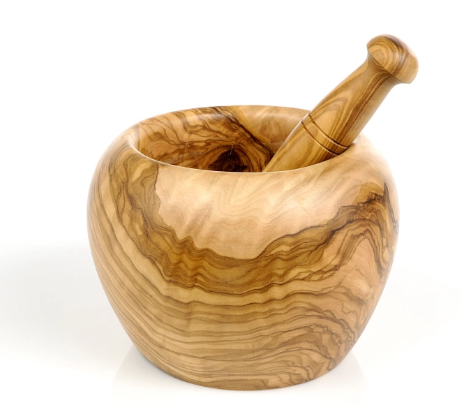 Mortier & pilon verni dia 10-11cm olivier qualité artisan