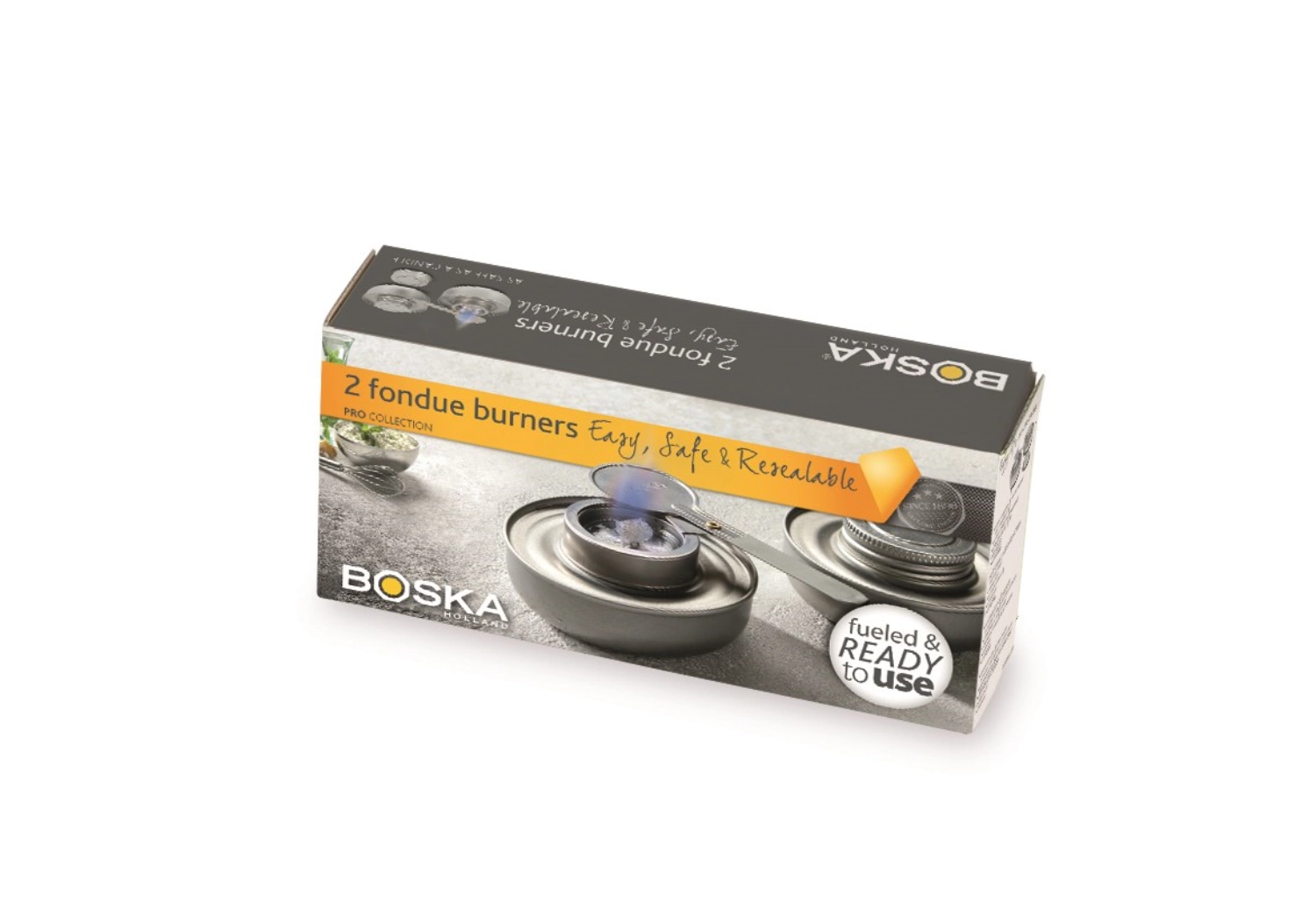 Fonduebrenner Sicher silber Edelstahl, 2er Set, 182x90x49mm