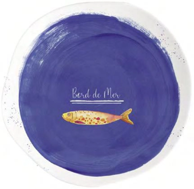 Bord de mer assiette à dessert bleue, d21