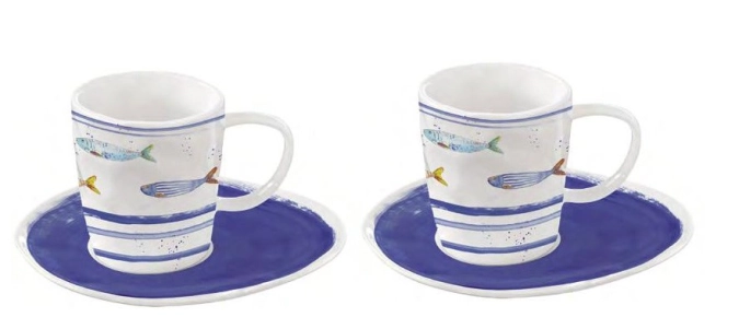 2er Set Bord de Mer Kaffeetasse und Untertasse