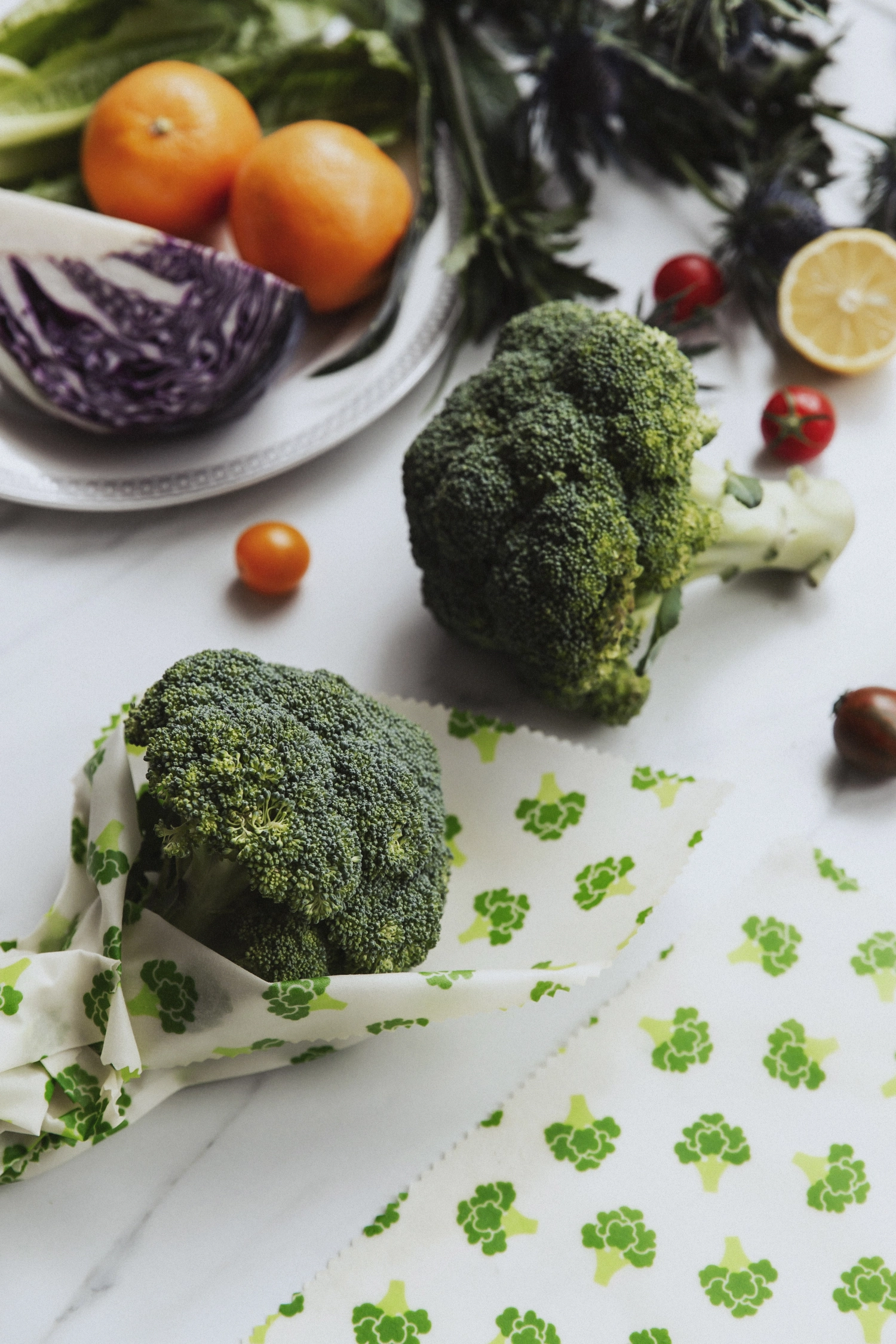 3x lingettes cire d'abeille broccoli, 18x20,25x28,33x35.5cm