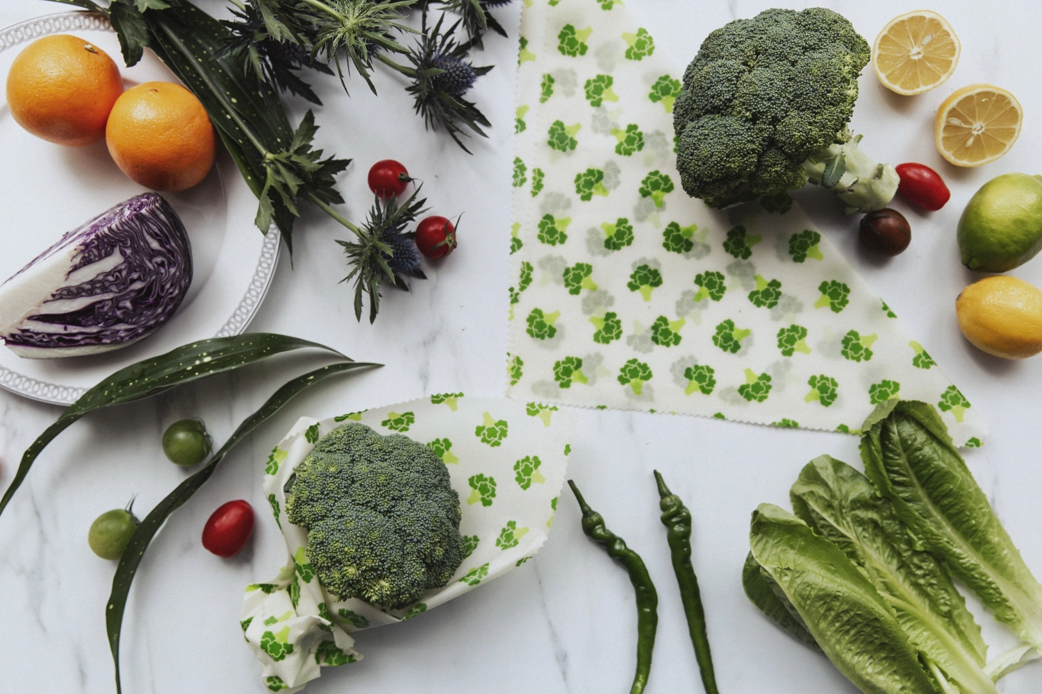 3x lingettes cire d'abeille broccoli, 18x20,25x28,33x35.5cm